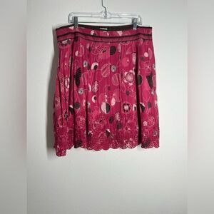 Mantaray Faithful & True Bohemian Embroidered Pink Lined Skirt Size 14